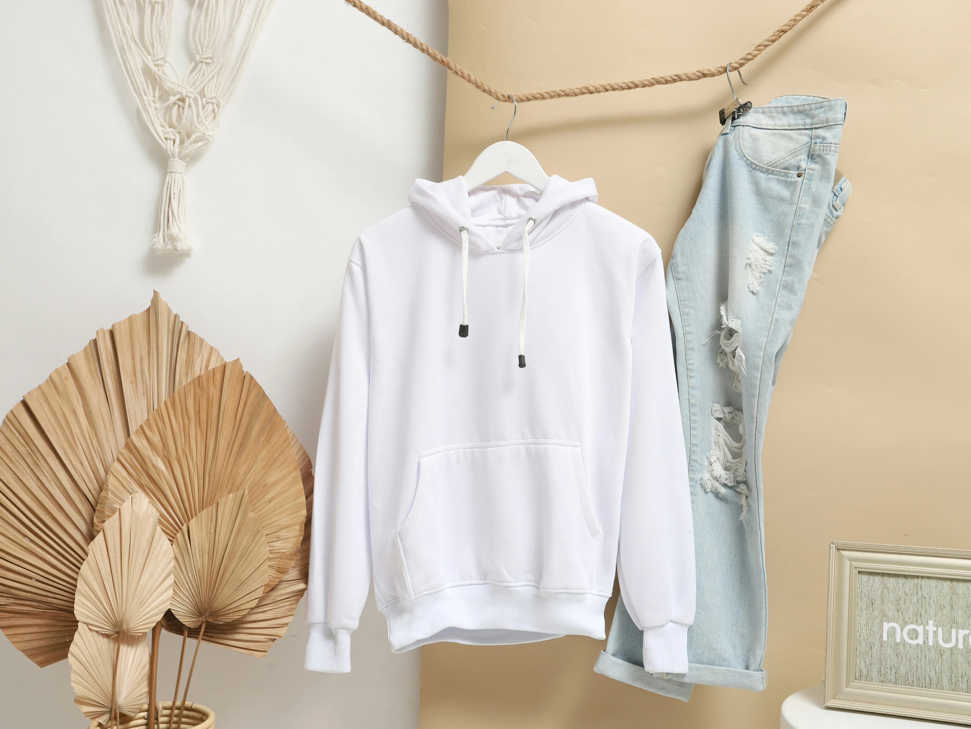 Minimalist White Pullover Hoodie